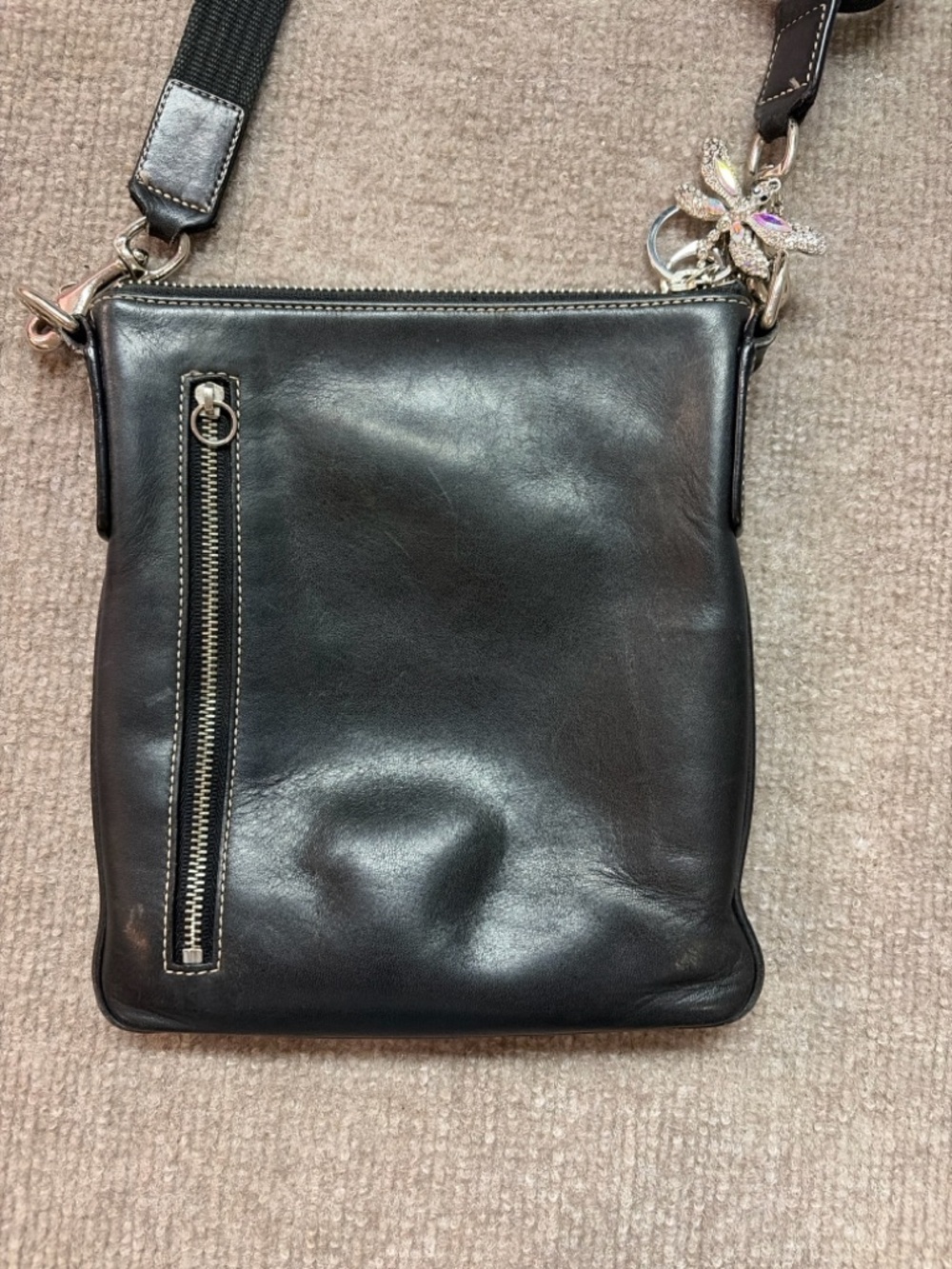 Coach Black Leather Crossbody Bag Vintage Style Unisex - Picture 3 of 7